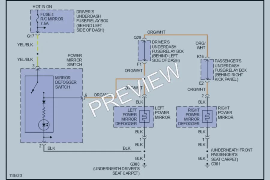 2000 Acura 32TL Defoggers wiring diagram preview