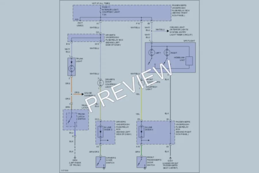2000 Acura 32TL Interior Lights wiring diagram preview