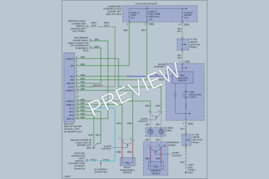 2000 Acura Integra Supplemental Restraints wiring diagram preview