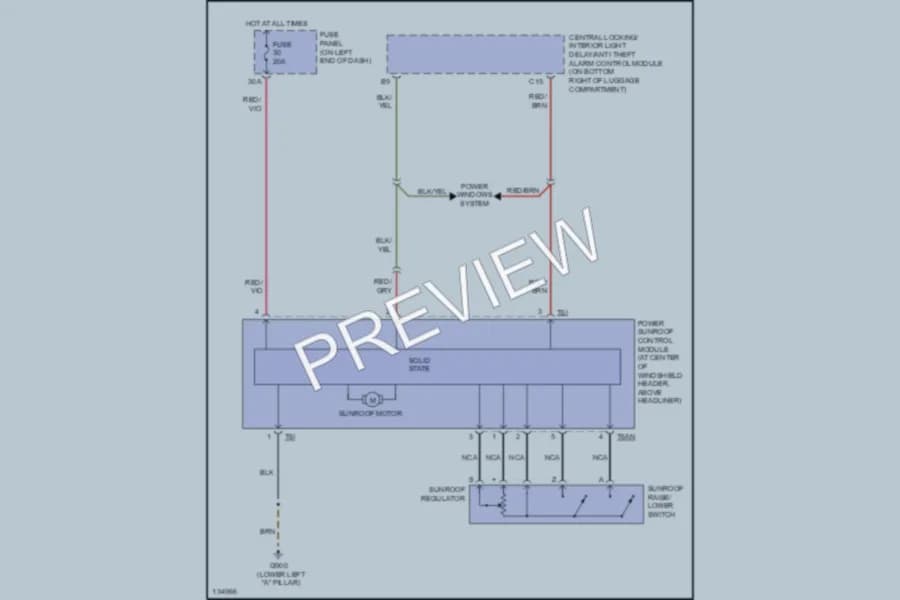2000 Audi A4 Power Top Sunroof wiring diagram preview