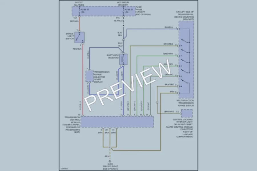 2000 Audi A4 Shift Interlock wiring diagram preview