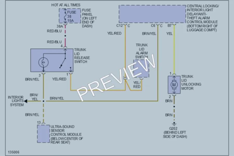 2000 Audi A4 Trunk Tailgate Fuel Door wiring diagram preview