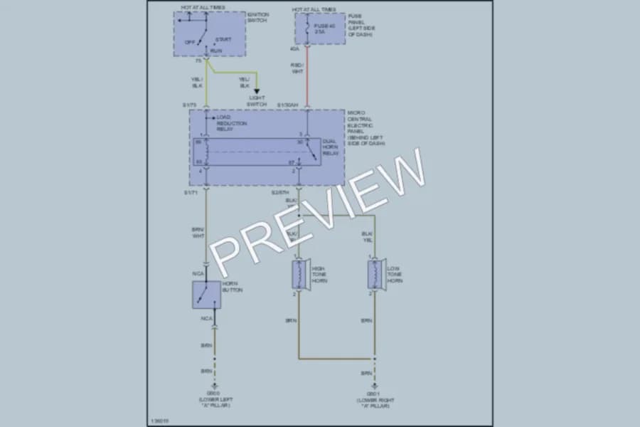 2000 Audi A6 Horn wiring diagram preview