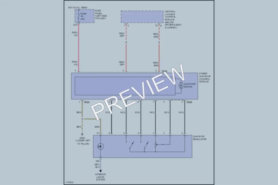 2000 Audi A6 Power Top Sunroof wiring diagram preview