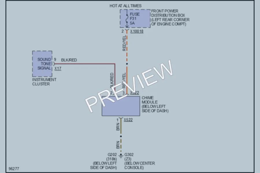 2000 BMW MCoupe Warning Systems wiring diagram preview