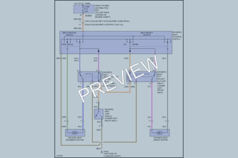 2000 BMW MRoadster Power Seats wiring diagram preview