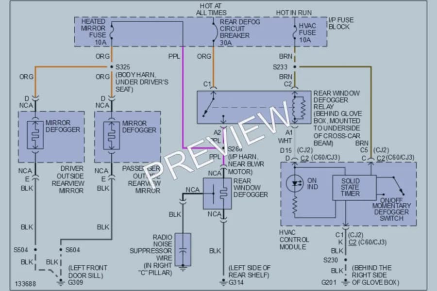 2000 Buick Century Defoggers wiring diagram preview