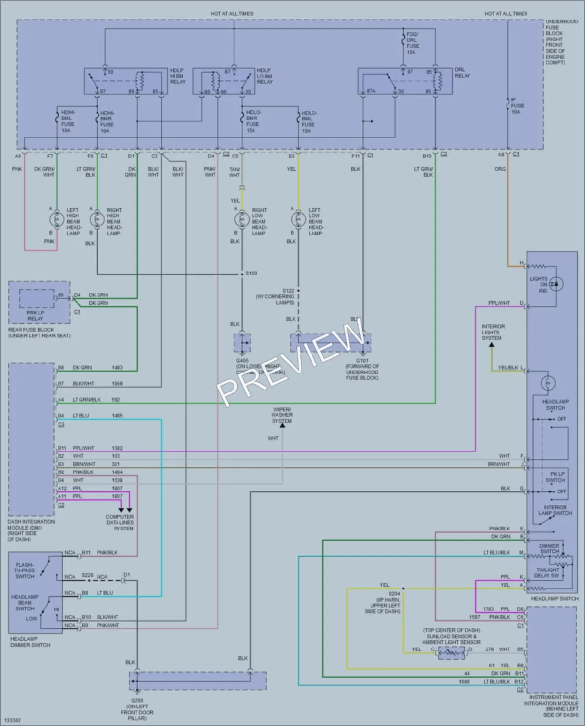 2000 Buick LeSabre Headlights wiring diagram preview