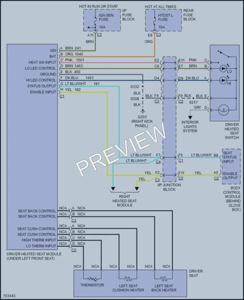 2000 Buick ParkAvenue Power Seats wiring diagram preview