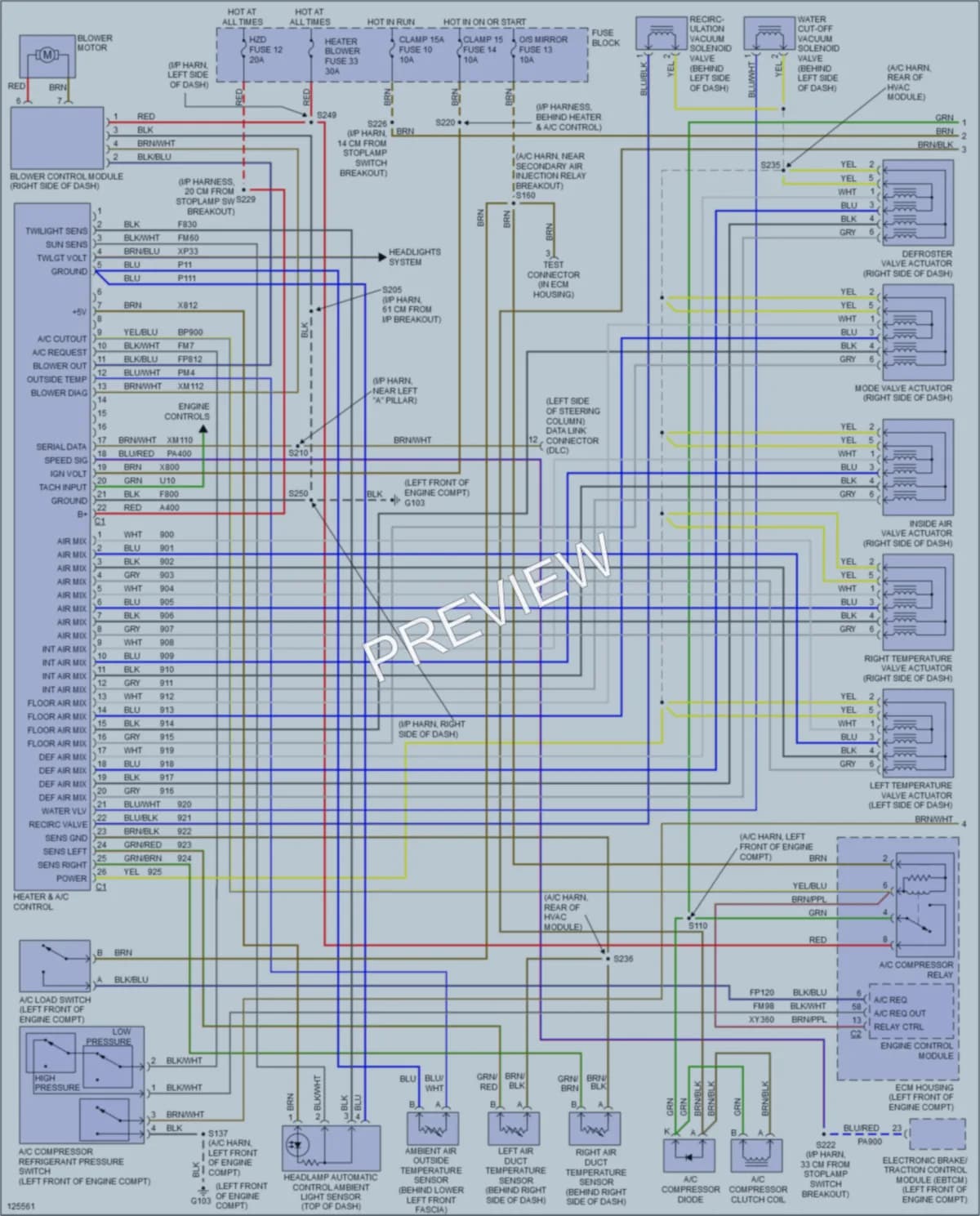 2000 Cadillac Catera Air Conditioning wiring diagram preview