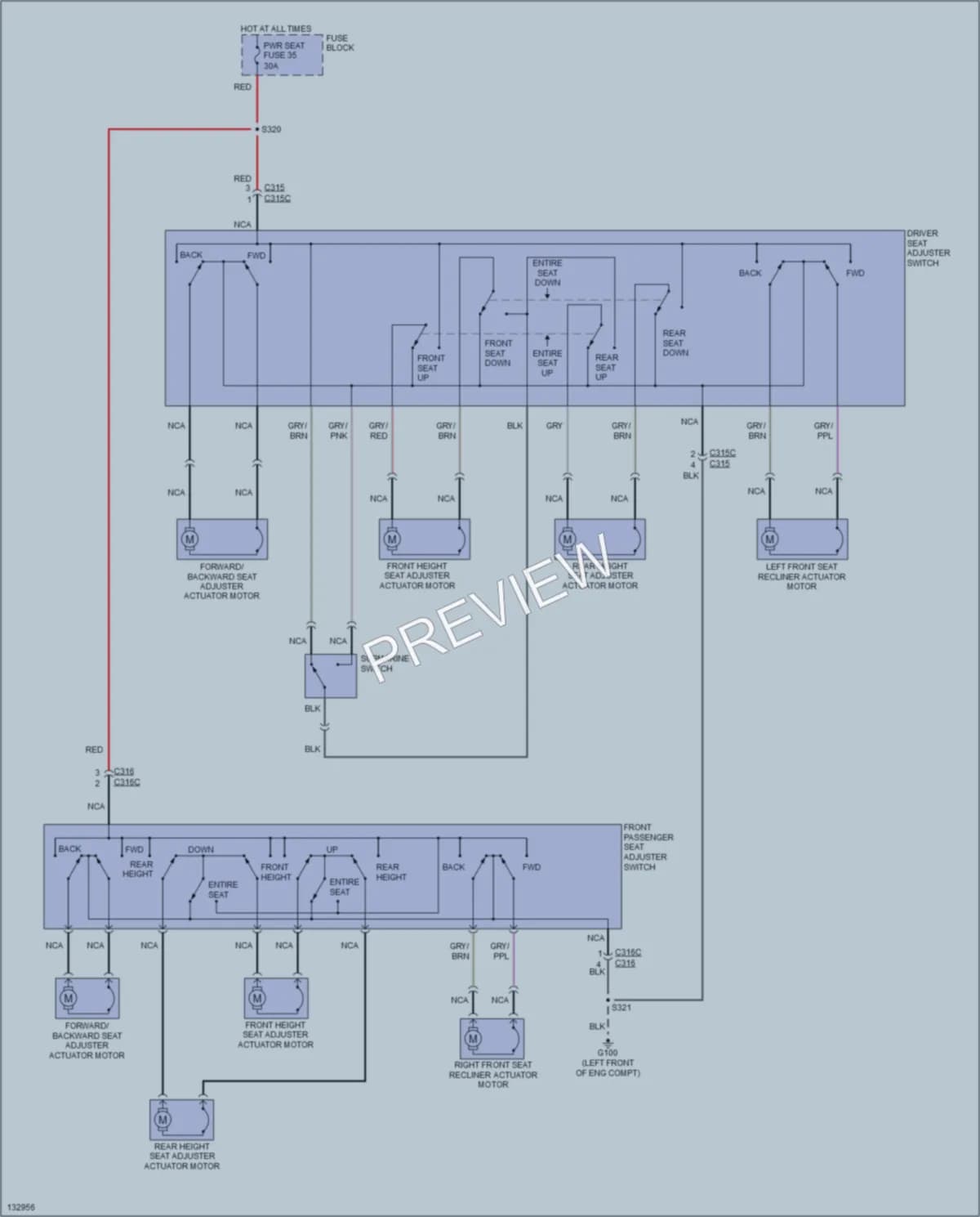 2000 Cadillac Catera Power Seats wiring diagram preview
