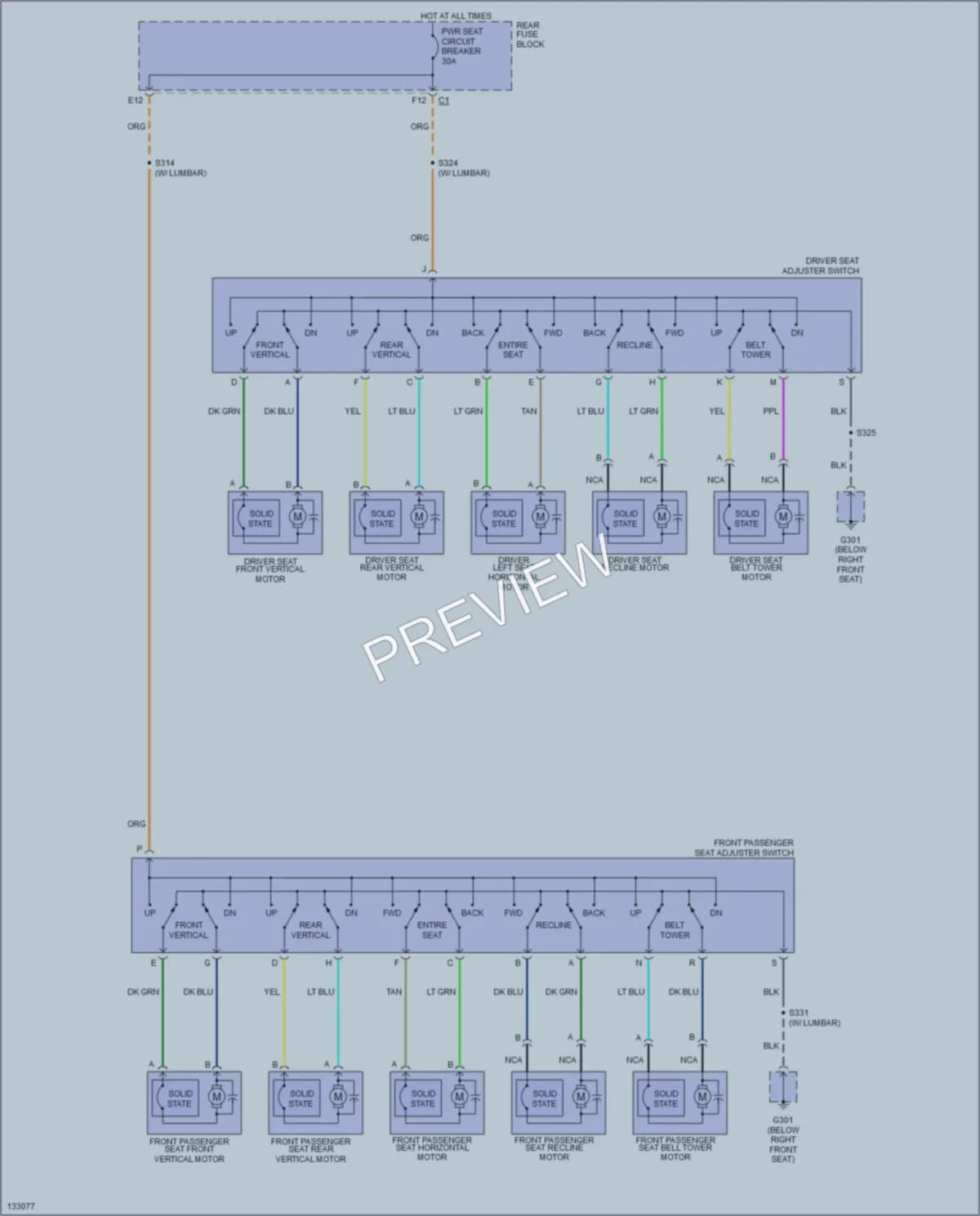 2000 Cadillac DeVille Power Seats wiring diagram preview