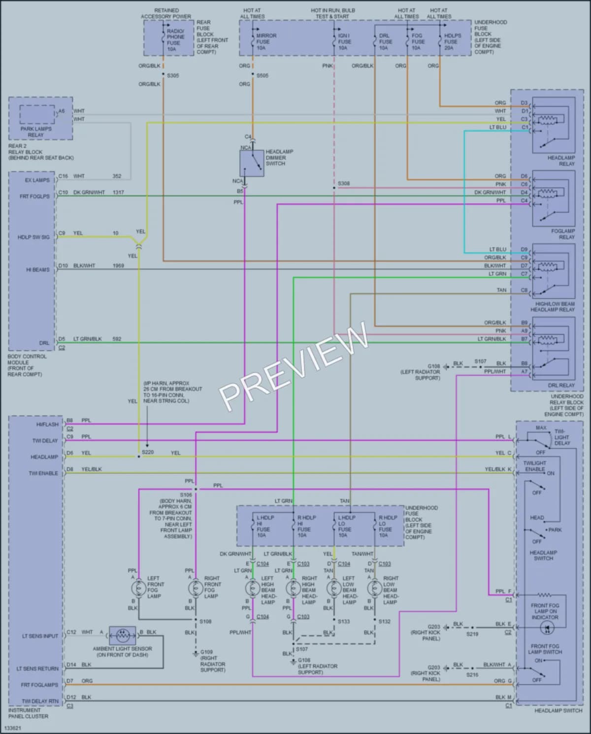 2000 Cadillac Eldorado Headlights wiring diagram preview