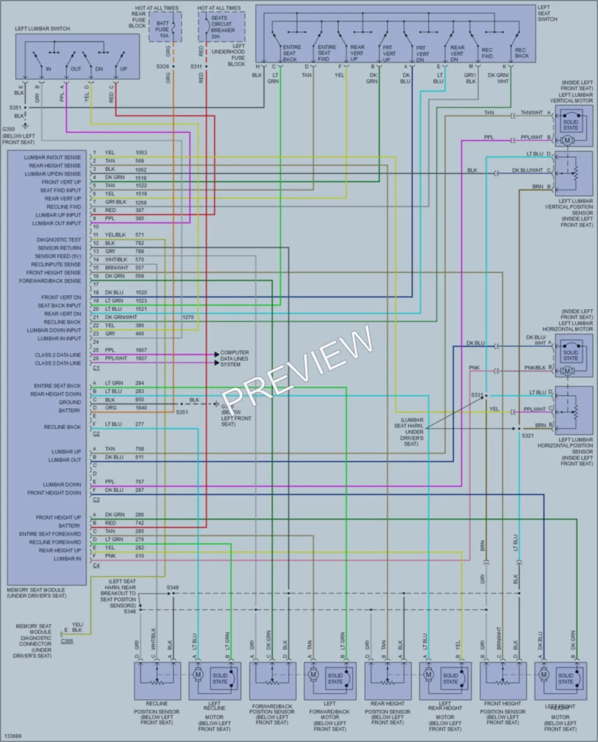 2000 Cadillac Eldorado Memory Systems wiring diagram preview