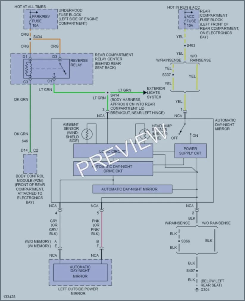 2000 Cadillac Eldorado Power Mirrors wiring diagram preview