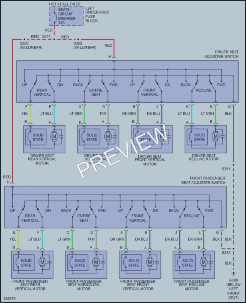 2000 Cadillac Eldorado Power Seats wiring diagram preview