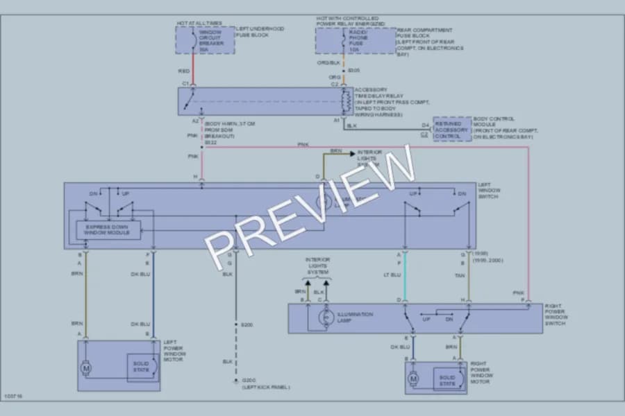 2000 Cadillac Eldorado Power Windows wiring diagram preview