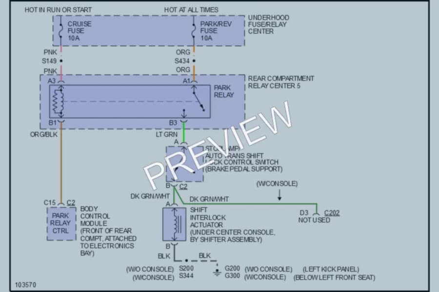 2000 Cadillac Eldorado Shift Interlocks wiring diagram preview