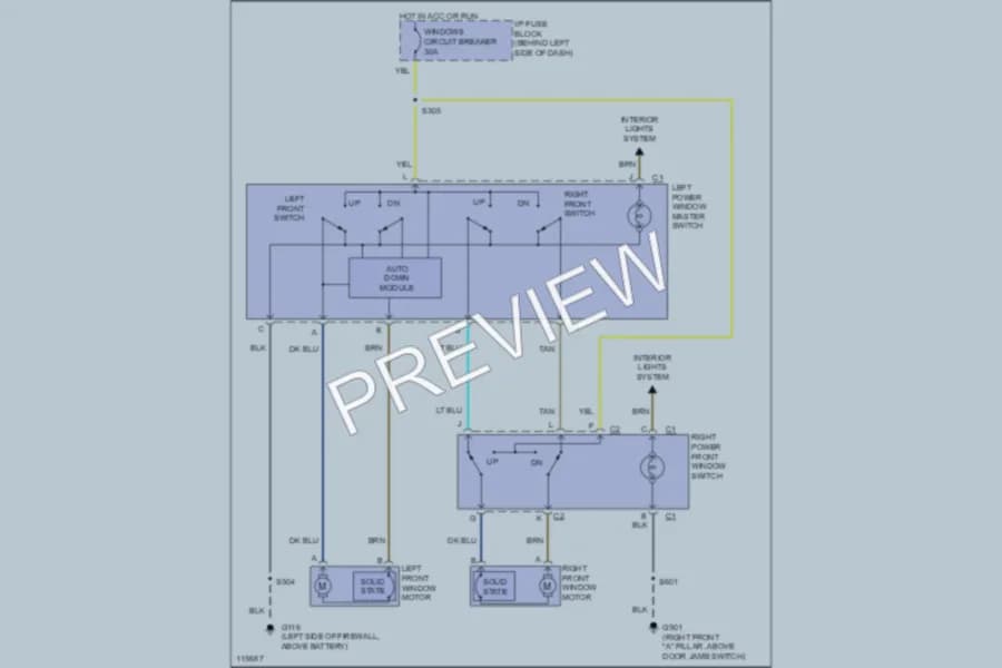 2000 Chevrolet Astro Power Windows wiring diagram preview