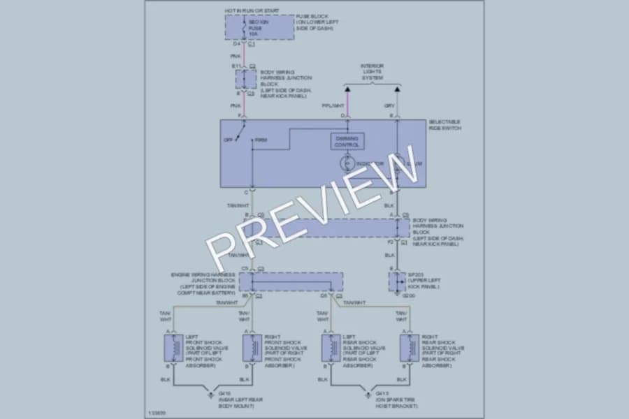 2000 Chevrolet 1500 Electronic Suspension wiring diagram preview with protected circuit layout