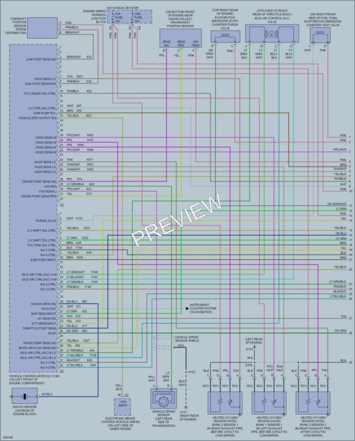 2000 Chevrolet 1500 Engine Performance wiring diagram preview with protected circuit layout