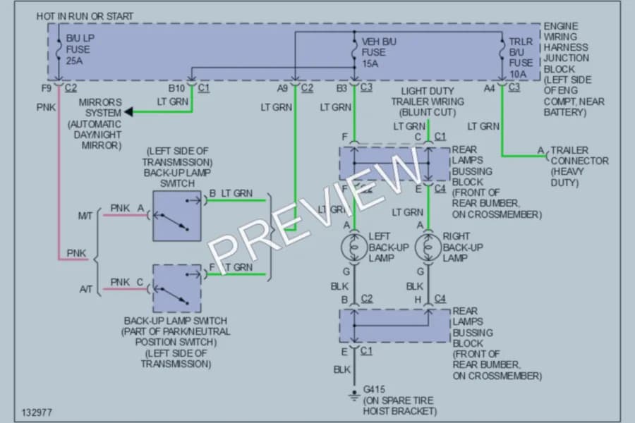 2000 Chevrolet 1500 Exterior Lights wiring diagram preview with protected circuit layout