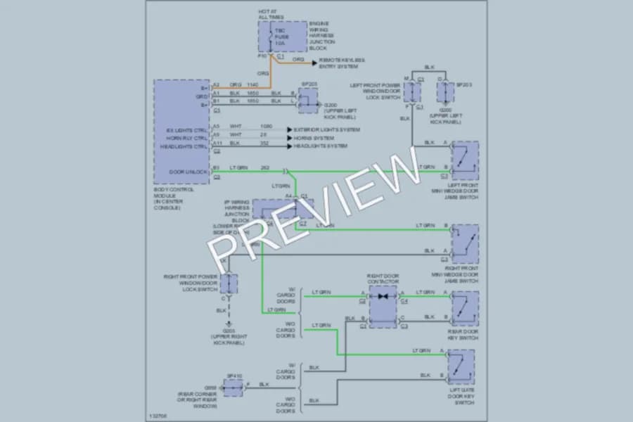 2000 Chevrolet C1500 Anti Theft wiring diagram preview with protected circuit layout