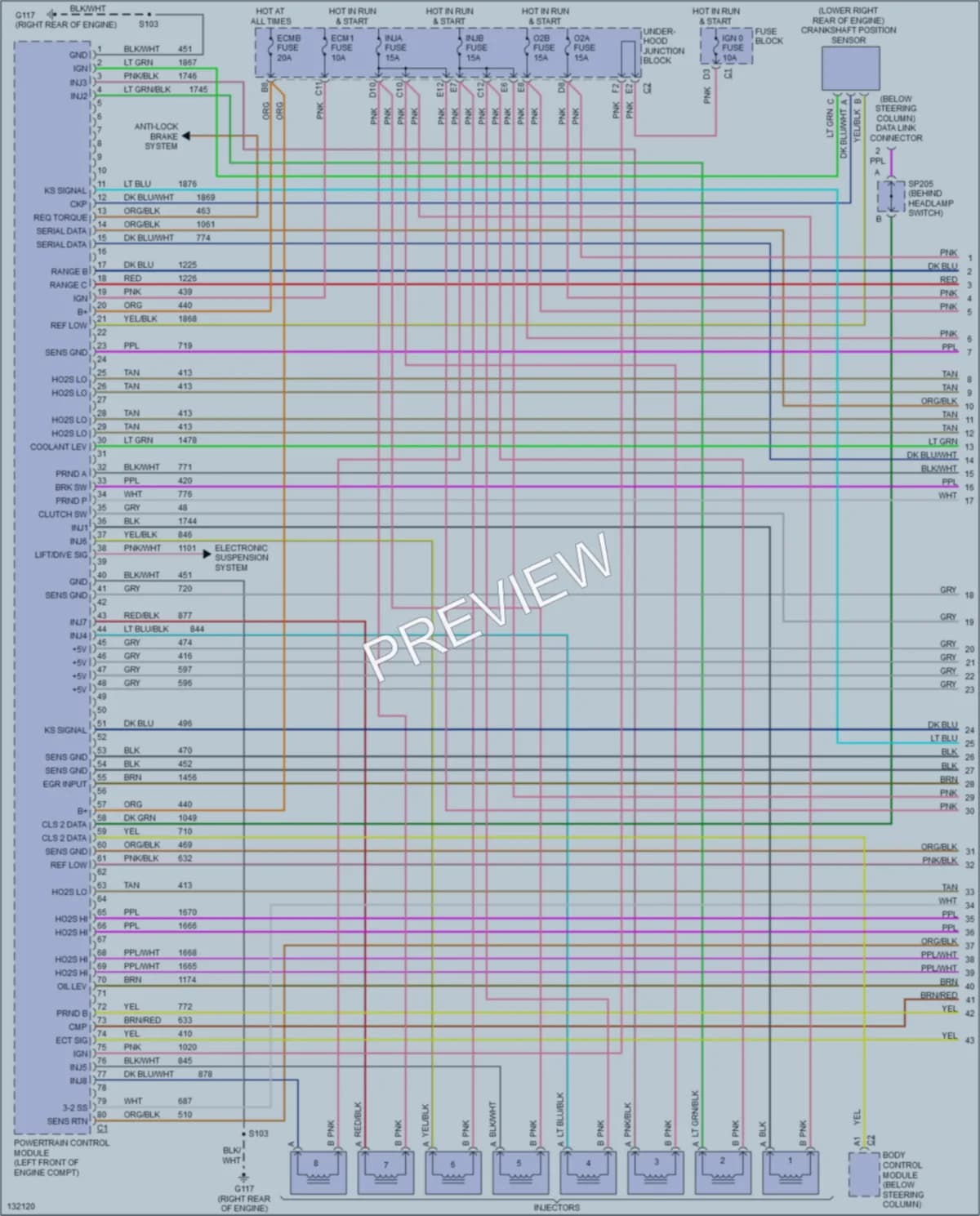 2000 Chevrolet K1500 Engine Performance wiring diagram preview with protected circuit layout