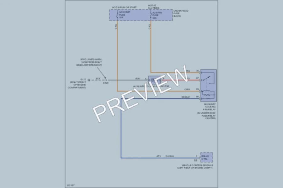 2000 Chevrolet K3500 Cooling Fan wiring diagram preview with protected circuit layout