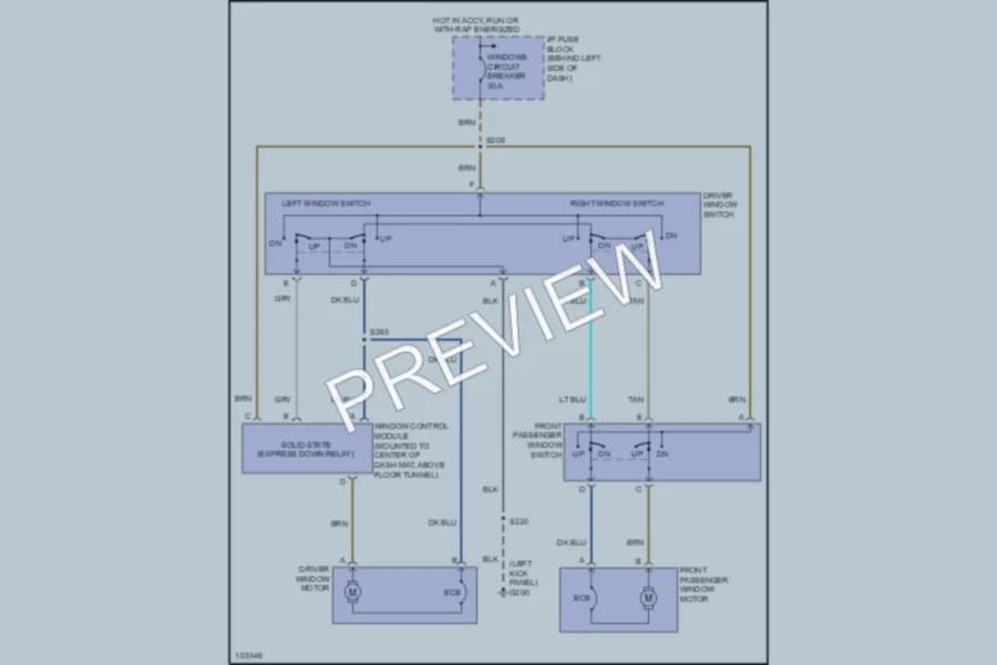 2000 Chevrolet Camaro Power Windows wiring diagram preview