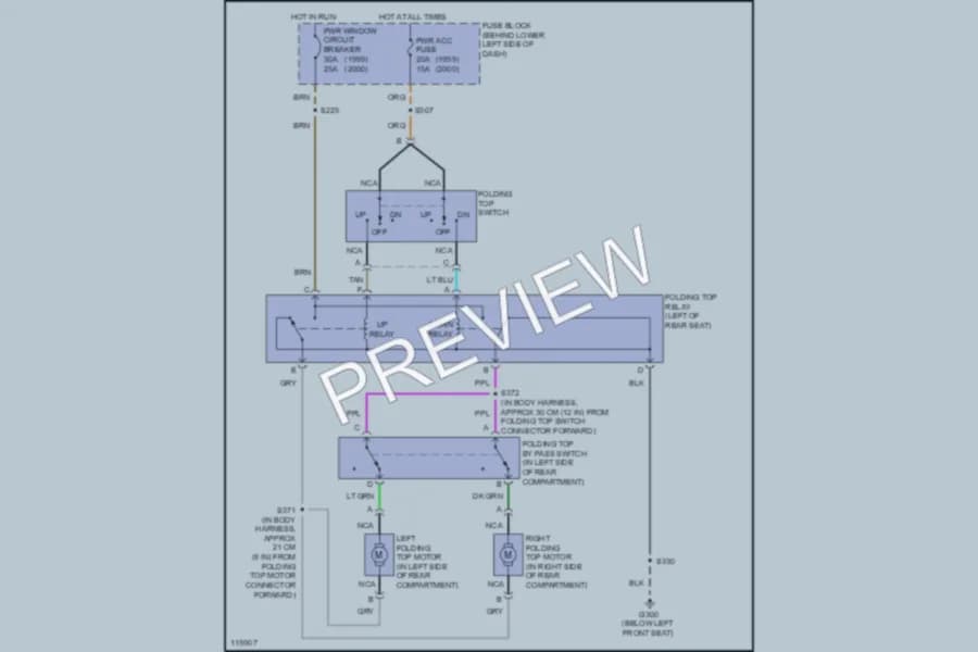 2000 Chevrolet Cavalier Power Top Sunroof wiring diagram preview