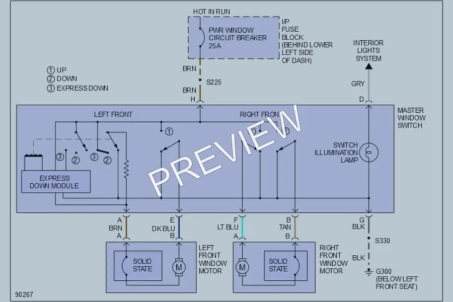 2000 Chevrolet Cavalier Power Windows wiring diagram preview