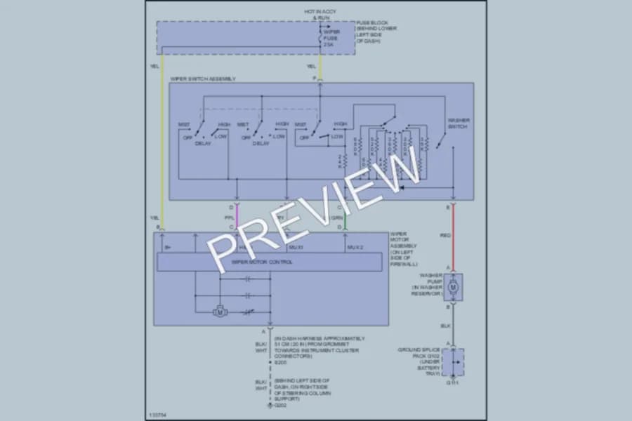 2000 Chevrolet Cavalier Wiper Washer wiring diagram preview