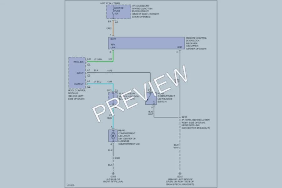 2000 Chevrolet Impala Trunk Tailgate Fuel Door wiring diagram preview