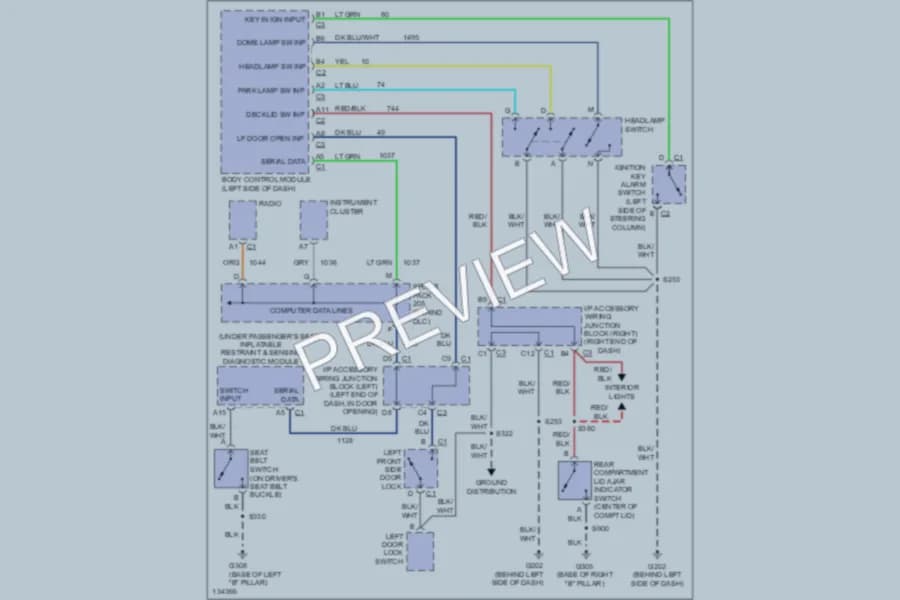 2000 Chevrolet Impala Warning Systems wiring diagram preview