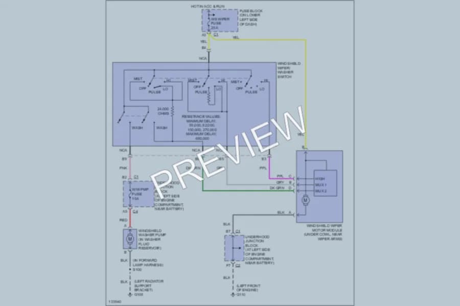 2000 Chevrolet K1500Suburban Wiper Washer wiring diagram preview