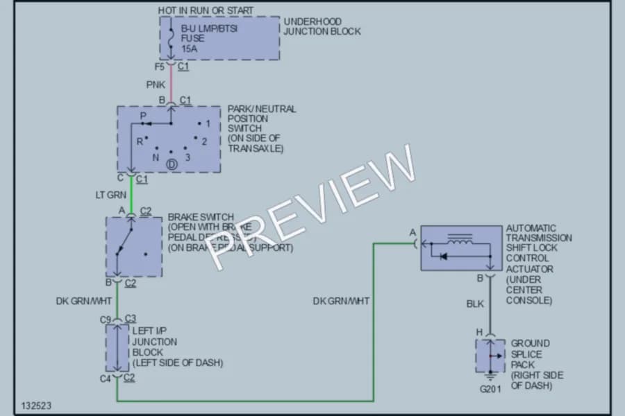 2000 Chevrolet Malibu Shift Interlocks wiring diagram preview