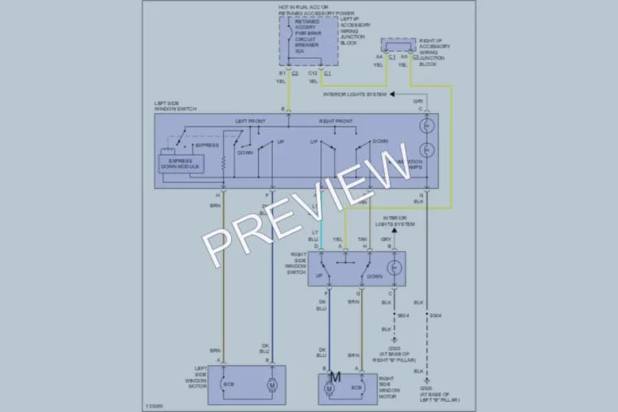 2000 Chevrolet MonteCarlo Power Windows wiring diagram preview