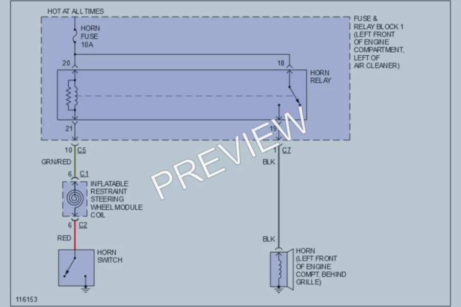 2000 Chevrolet Prizm Horn wiring diagram preview