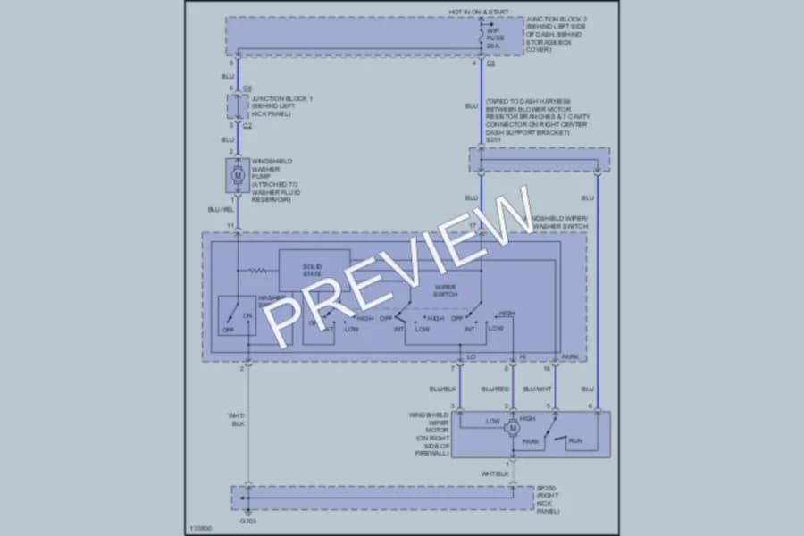 2000 Chevrolet Prizm Wiper Washer wiring diagram preview