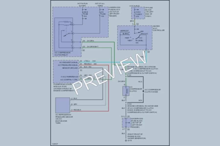 2000 Chevrolet S10 Air Conditioning wiring diagram preview