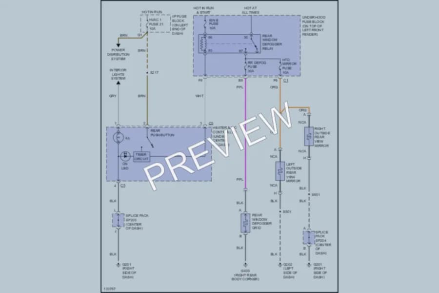 2000 Chevrolet S10 Defoggers wiring diagram preview