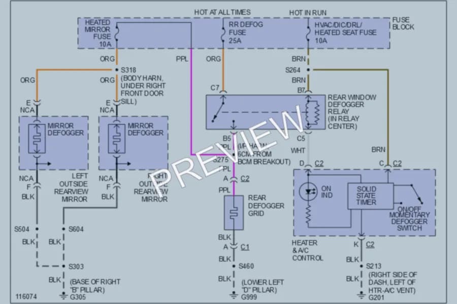 2000 Chevrolet Venture Defoggers wiring diagram preview