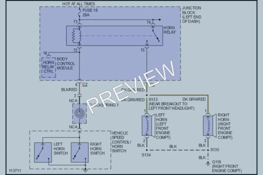2000 Chrysler 300M Horn wiring diagram preview