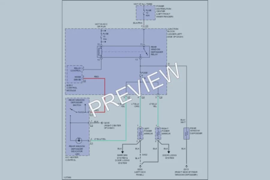 2000 Chrysler Cirrus Defoggers wiring diagram preview