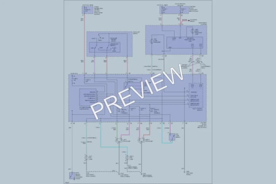 2000 Chrysler 2D Convertible Headlights wiring diagram preview with protected circuit layout