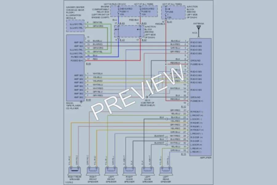 2000 Chrysler 2D Coupe Radio wiring diagram preview with protected circuit layout