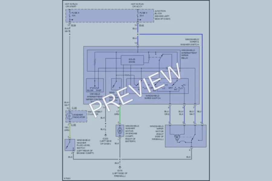 2000 Chrysler 2D Coupe Wiper Washer wiring diagram preview with protected circuit layout