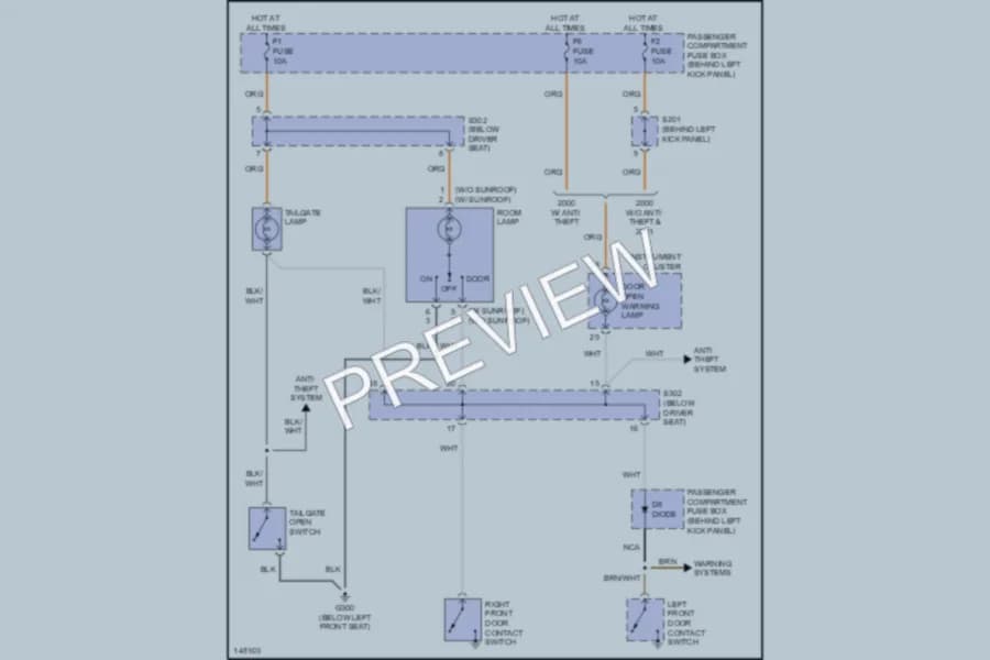 2000 Daewoo Lanos Interior Lights wiring diagram preview