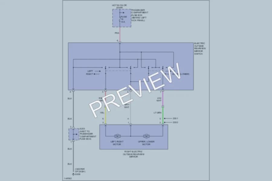 2000 Daewoo Lanos Power Mirrors wiring diagram preview